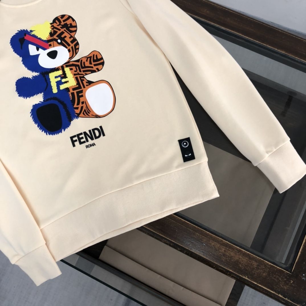 FENDI  パーカー フェンディ 可愛い クマプレント図案 丸首 通勤 通学 春秋冬服 男女兼用