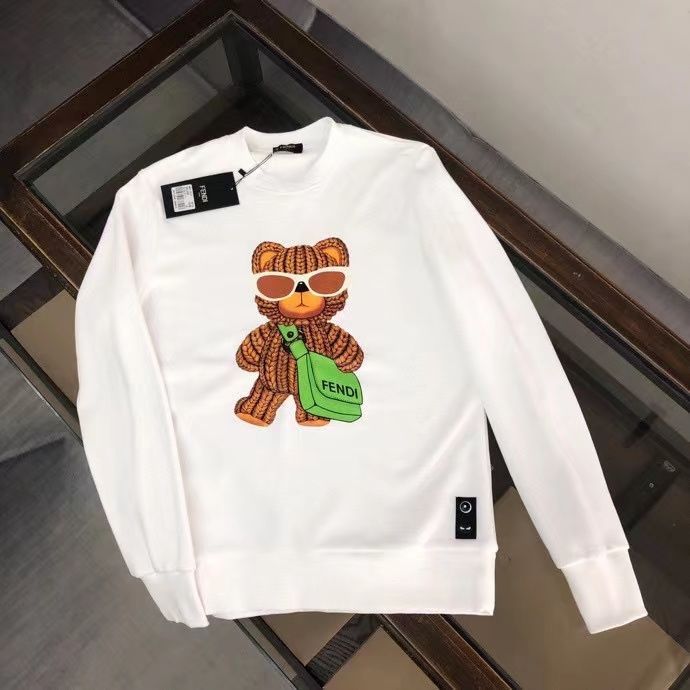 FENDI  パーカー フェンディ 可愛い クマプレント図案 丸首 通勤 通学 秋冬服 男女兼用