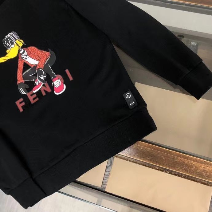 FENDI  パーカー フェンディ 可愛い ドナルドダックプレント 丸首 通勤 通学 春秋冬服 男女兼用