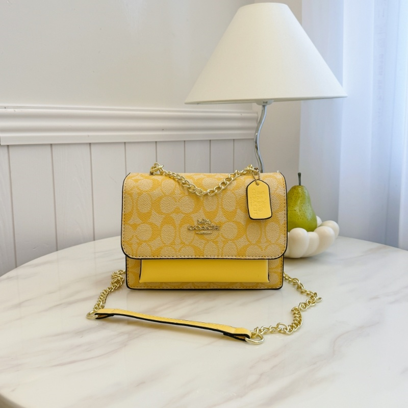 COACH コーチ バッグ コーティングキャンバス レザー シグネチャー チェーン ドロップハンドル クロスボディ ショルダーバッグ