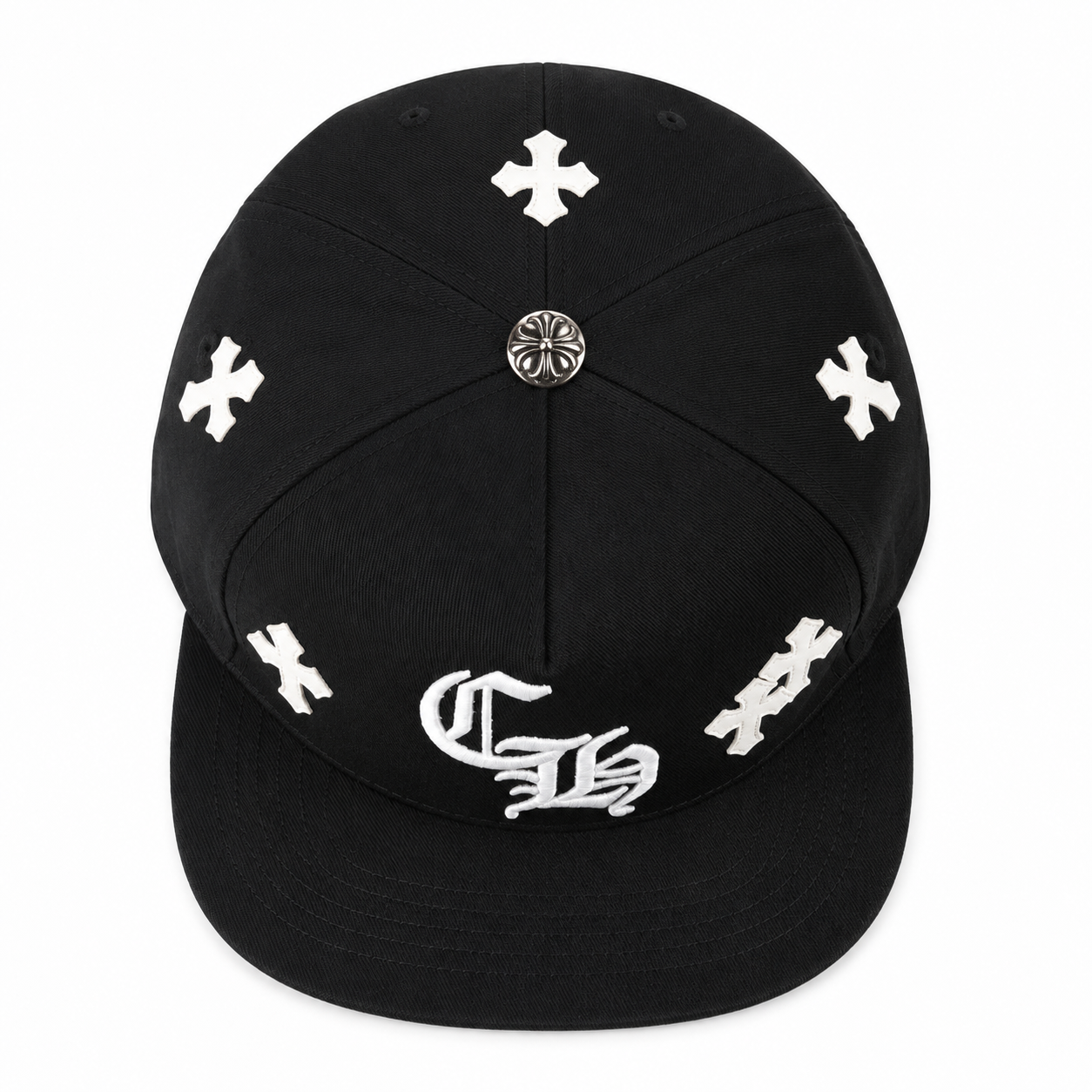 CHROME HEARTS クロムハーツ クロスパッチベースボールキャップ　白×黒