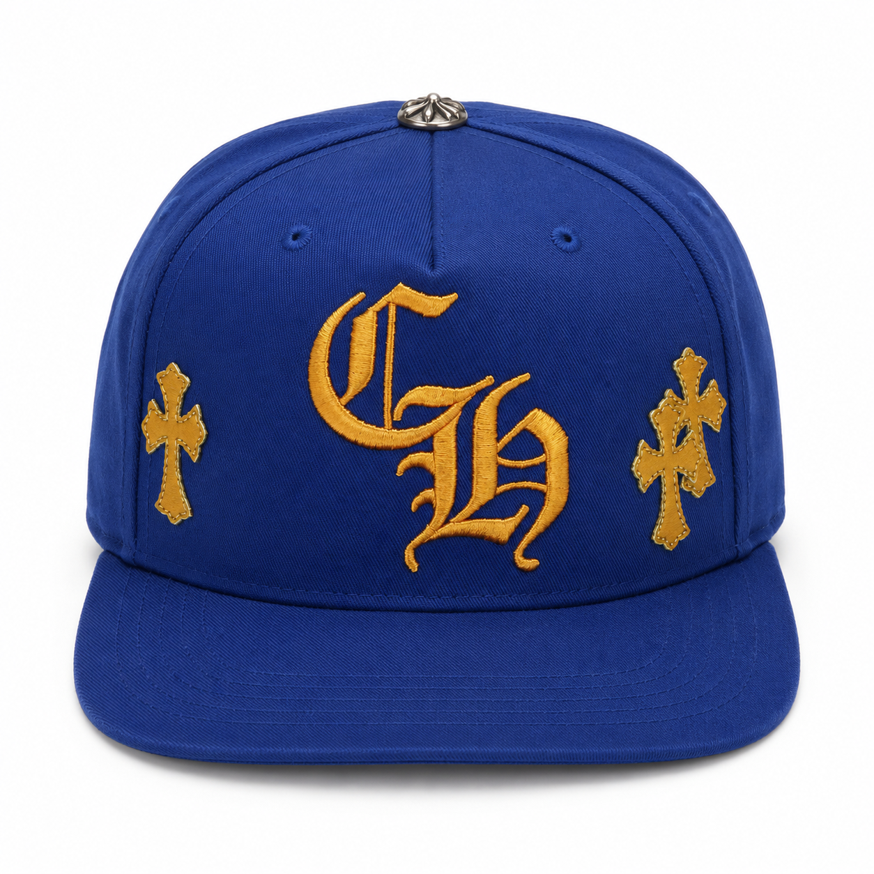 CHROME HEARTS クロムハーツ CH HAT CH刺繍 クロスパッチ ベースボールキャップ 帽子 ブルー/オレンジ