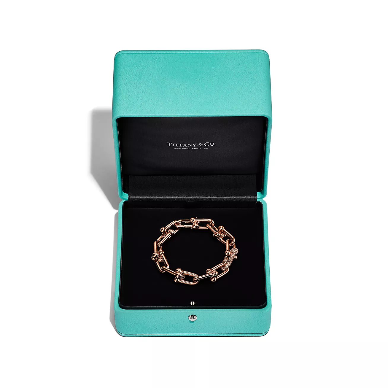 ティファニー ハードウェア ラージ リンク ブレスレット ローズゴールドにダイヤモンドをセッティング