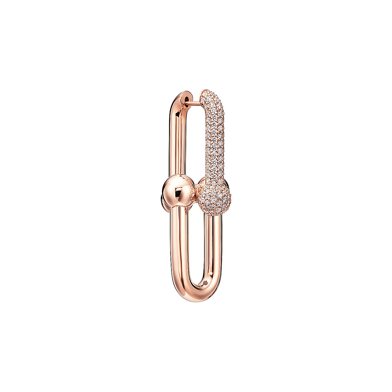ティファニー/Tiffany ハードウェア ラージ リンク ピアス ダイヤモンド 1.18カラット ローズゴールド