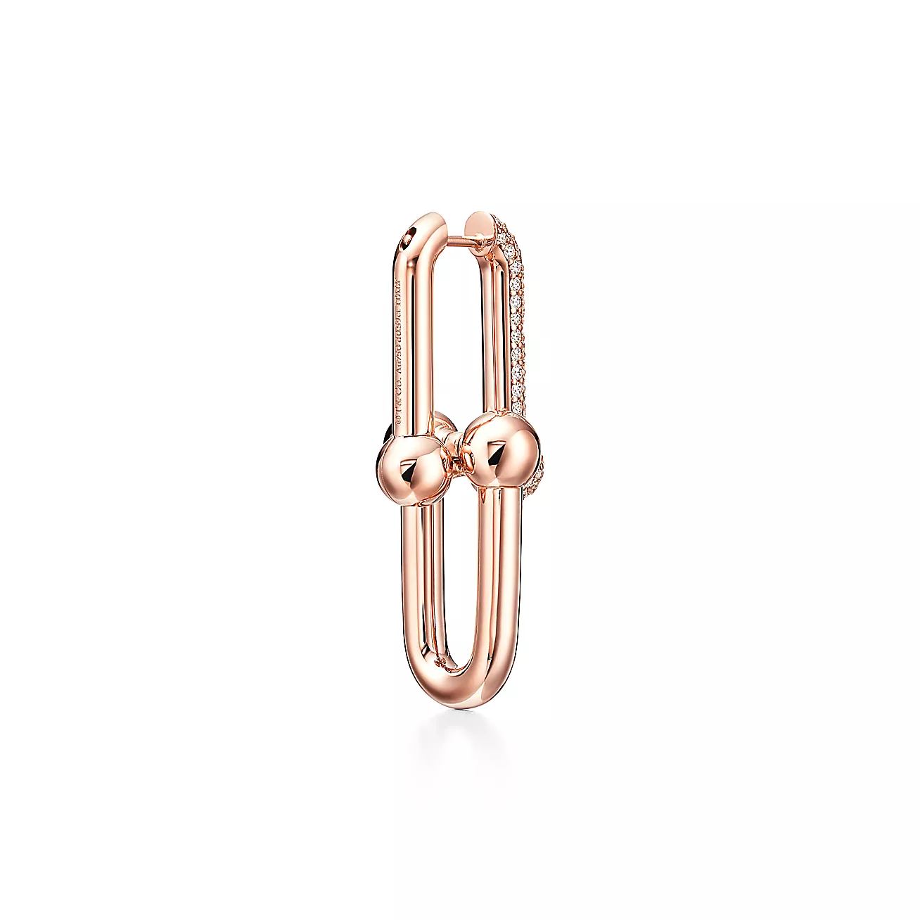 ティファニー/Tiffany ハードウェア ラージ リンク ピアス ダイヤモンド 1.18カラット ローズゴールド