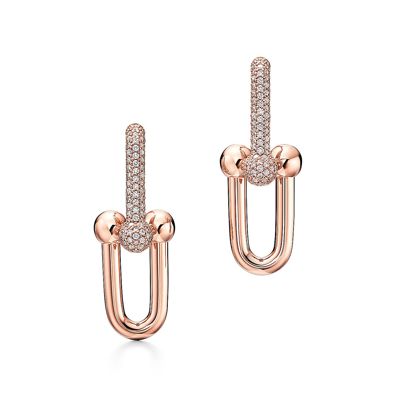 ティファニー/Tiffany ハードウェア ラージ リンク ピアス ダイヤモンド 1.18カラット ローズゴールド
