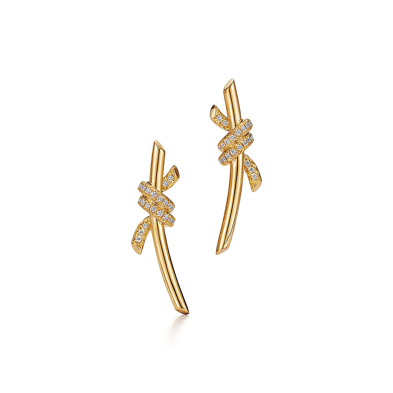 ティファニー/Tiffany ノット ピアス ダイヤモンド イエローゴールド