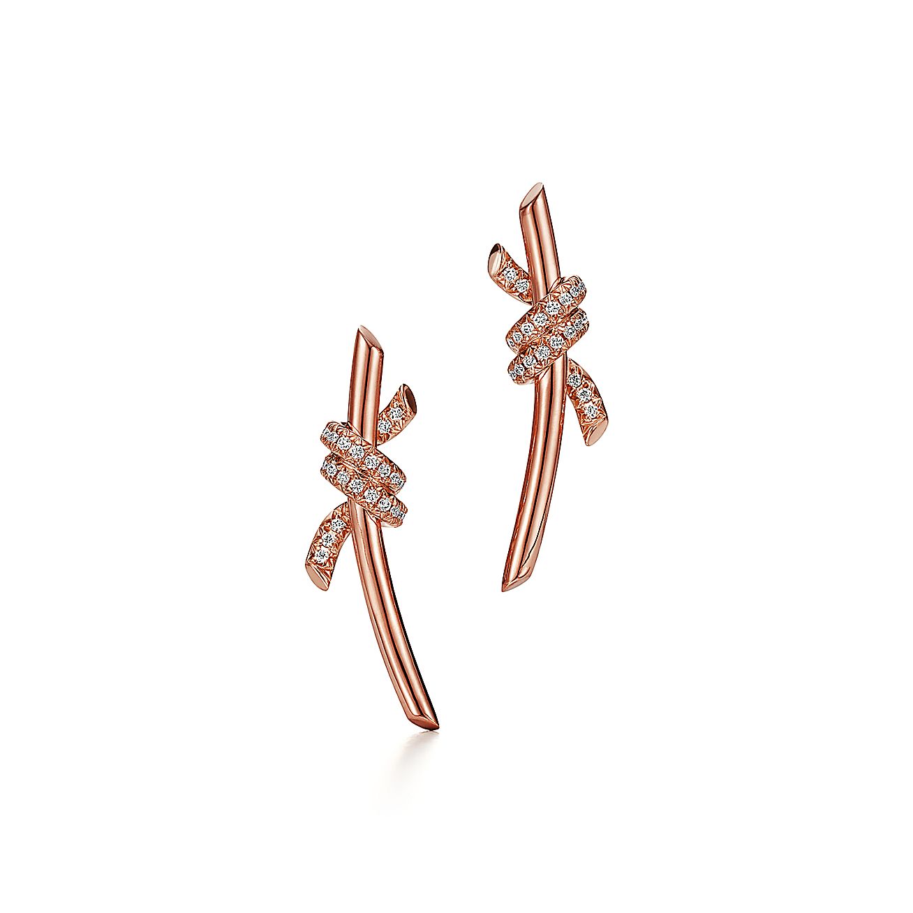 ティファニー/Tiffany ノット ピアス ダイヤモンド イエローゴールド