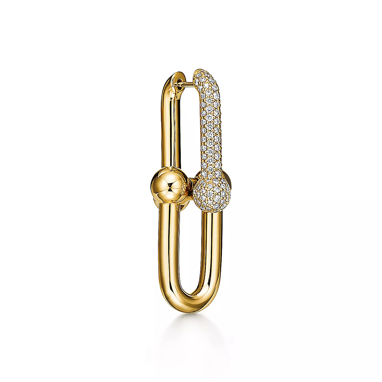 ティファニー/Tiffany ハードウェア ラージ リンク ピアス ダイヤモンド 1.18カラット イエローゴールド