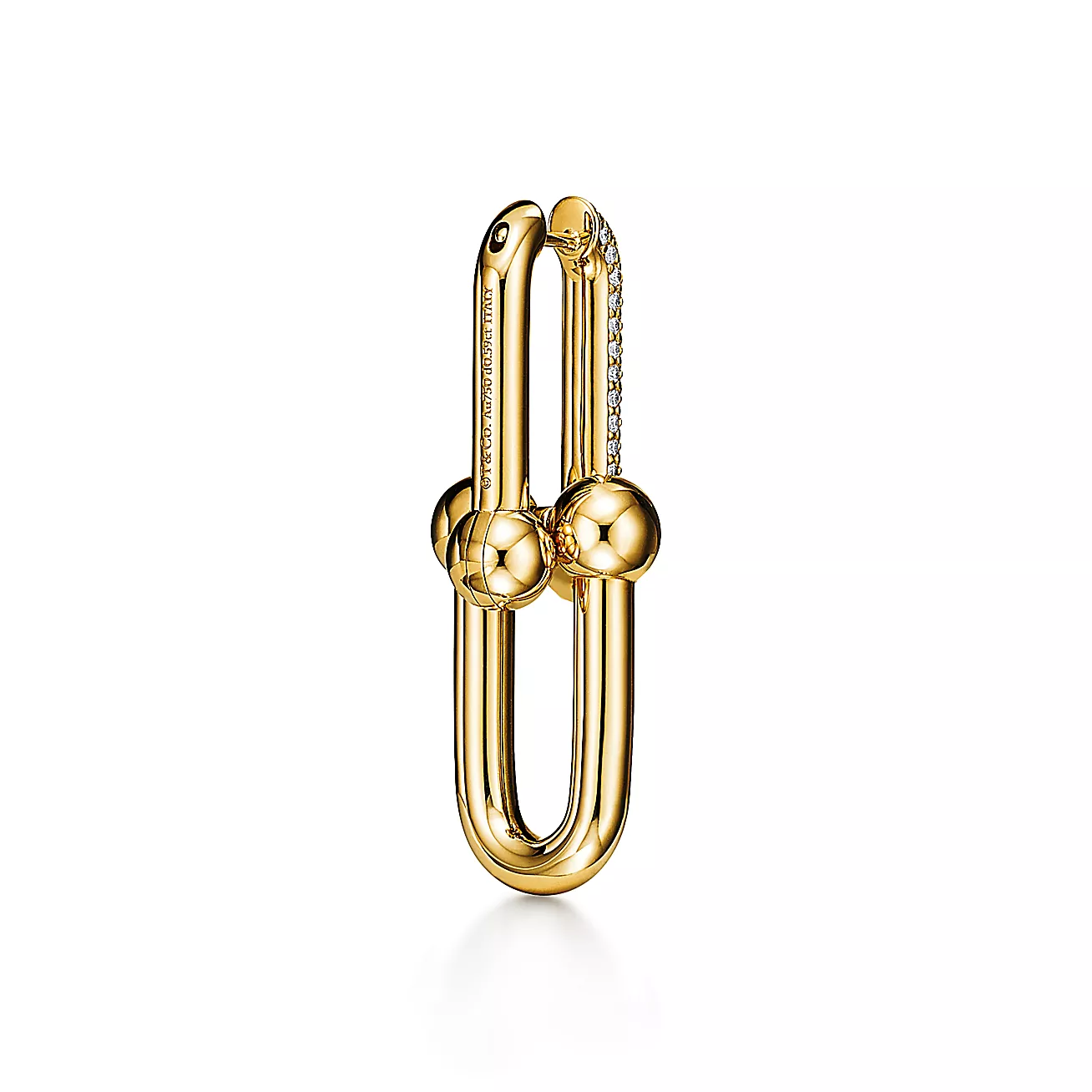 ティファニー/Tiffany ハードウェア ラージ リンク ピアス ダイヤモンド 1.18カラット イエローゴールド