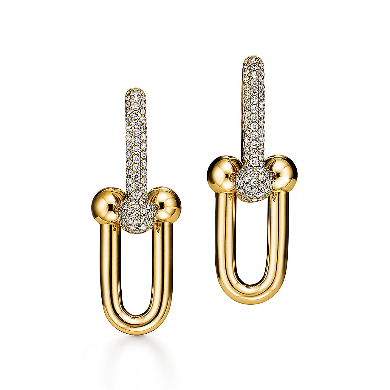 ティファニー/Tiffany ハードウェア ラージ リンク ピアス ダイヤモンド 1.18カラット イエローゴールド