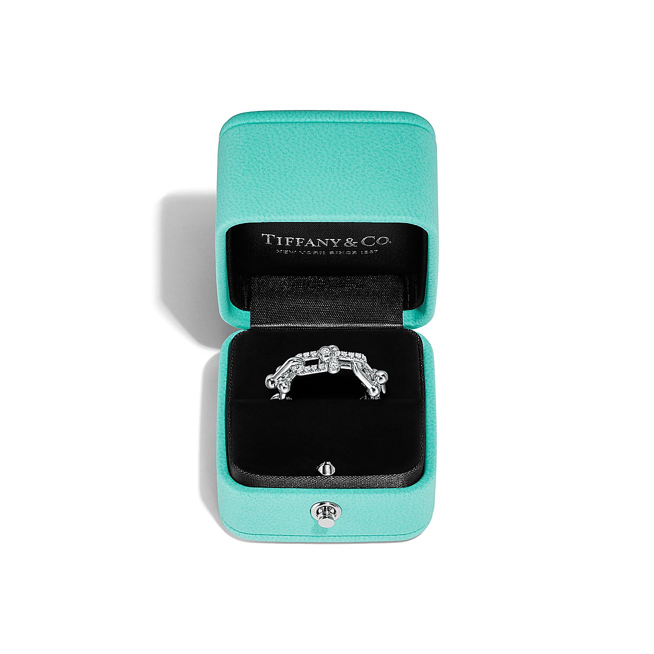 ティファニー/Tiffany ハードウェア スモール リンク リング ダイヤモンド ホワイトゴールド - 男女兼用