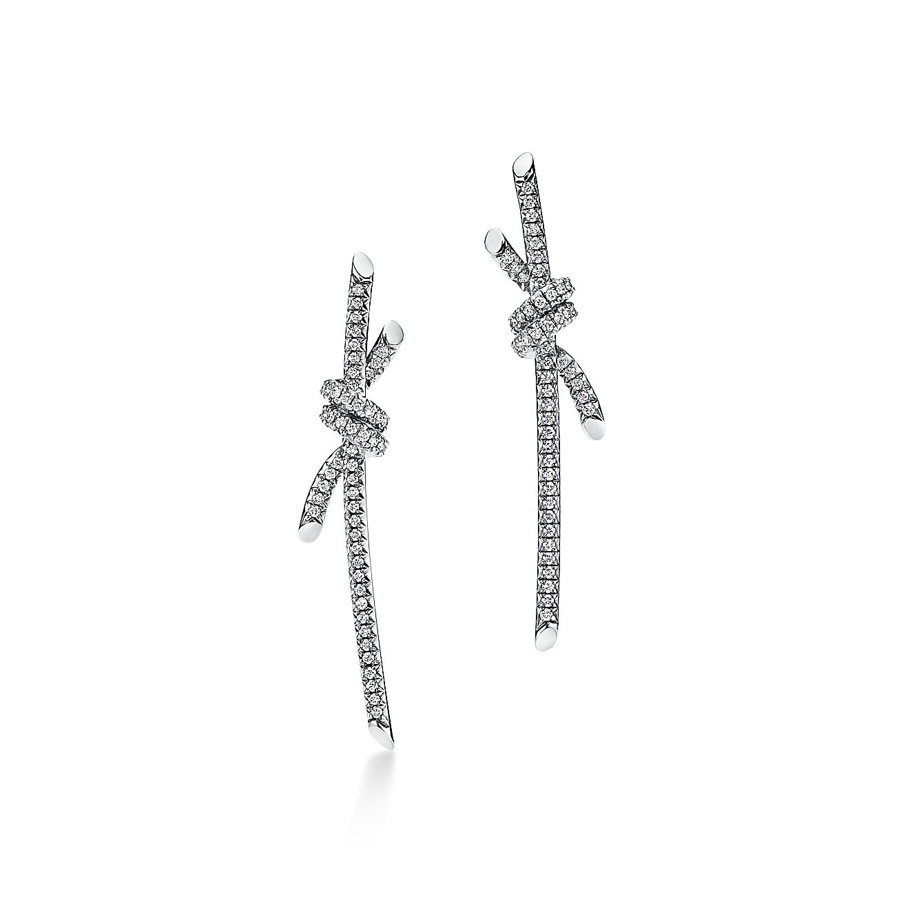 ティファニー/Tiffany ノット ドロップ ピアス ダイヤモンド ホワイトゴールド