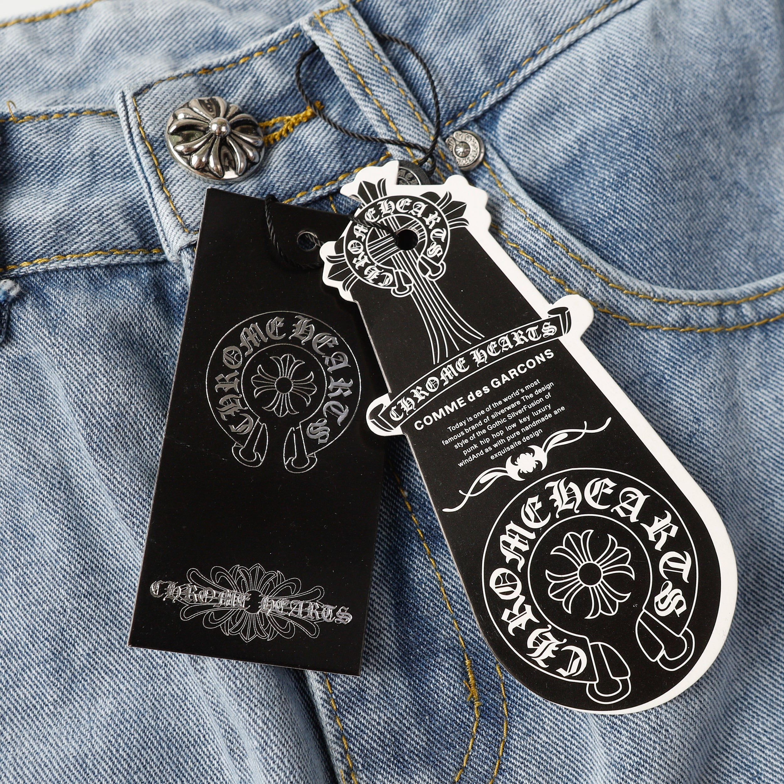 【Chrome Hearts】クロムハーツ クロスレザーパッチジーンズ 9957
