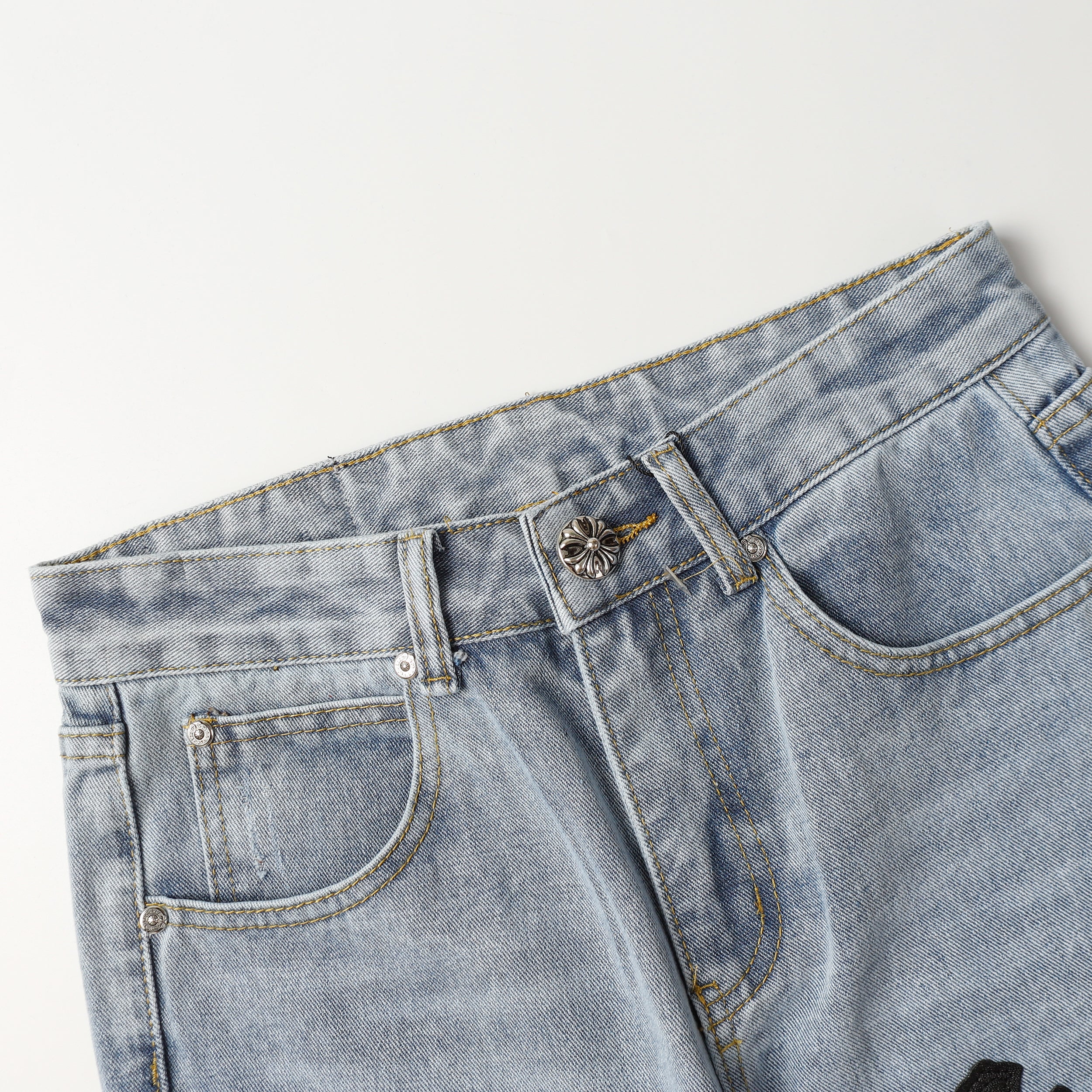 【Chrome Hearts】クロムハーツ クロスレザーパッチジーンズ 9957