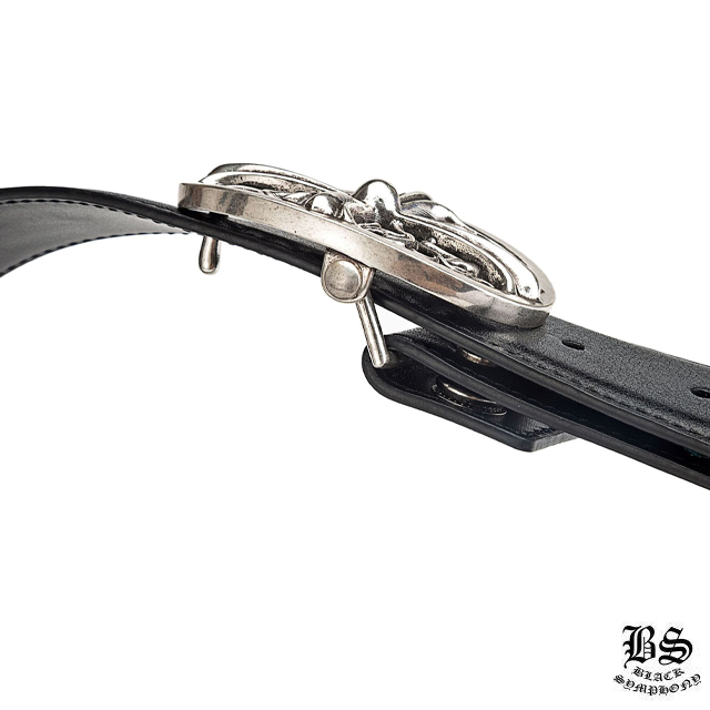 クロムハーツ クラシックオーバルクロスバックル＆プレーンブラックレザー1.5ホースシューリベット ベルトセット