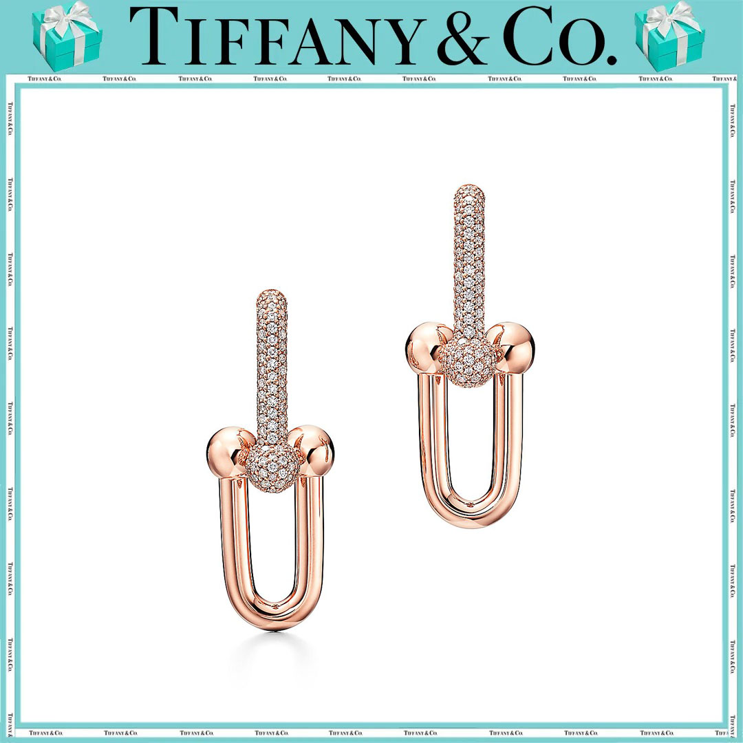 ティファニー/Tiffany ハードウェア ラージ リンク ピアス ダイヤモンド 1.18カラット ローズゴールド