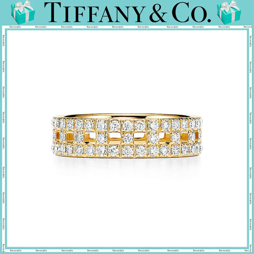 ティファニー/Tiffany   T トゥルー ワイド リング パヴェ ダイヤモンド ゴールド - 男女兼用