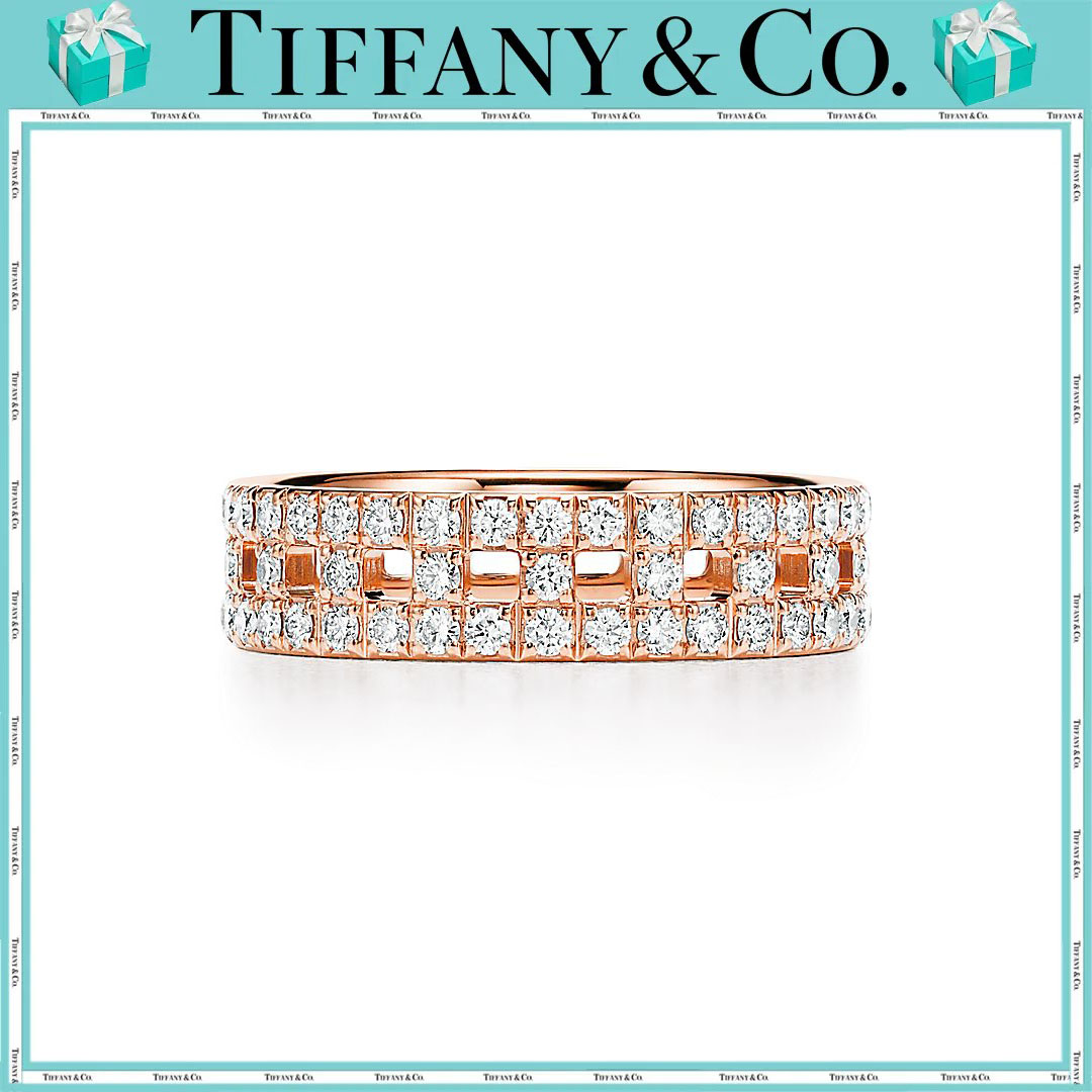 ティファニー/Tiffany  T トゥルー ワイド リング パヴェ ダイヤモンド ローズゴールド - 男女兼用