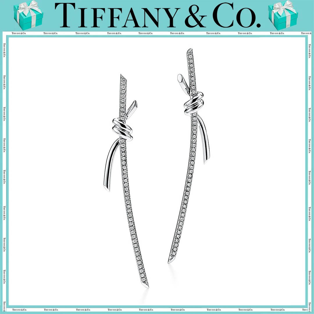 ティファニー/Tiffany ノット ドロップ ピアス ダイヤモンド ホワイトゴールド