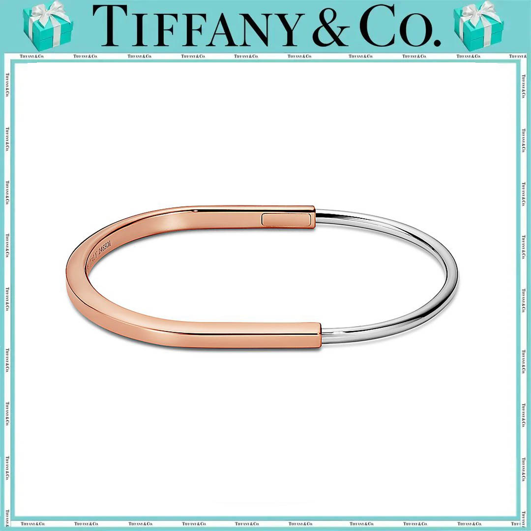 ティファニー ロック ナロー バングル ローズゴールド ＆ ホワイトゴールド