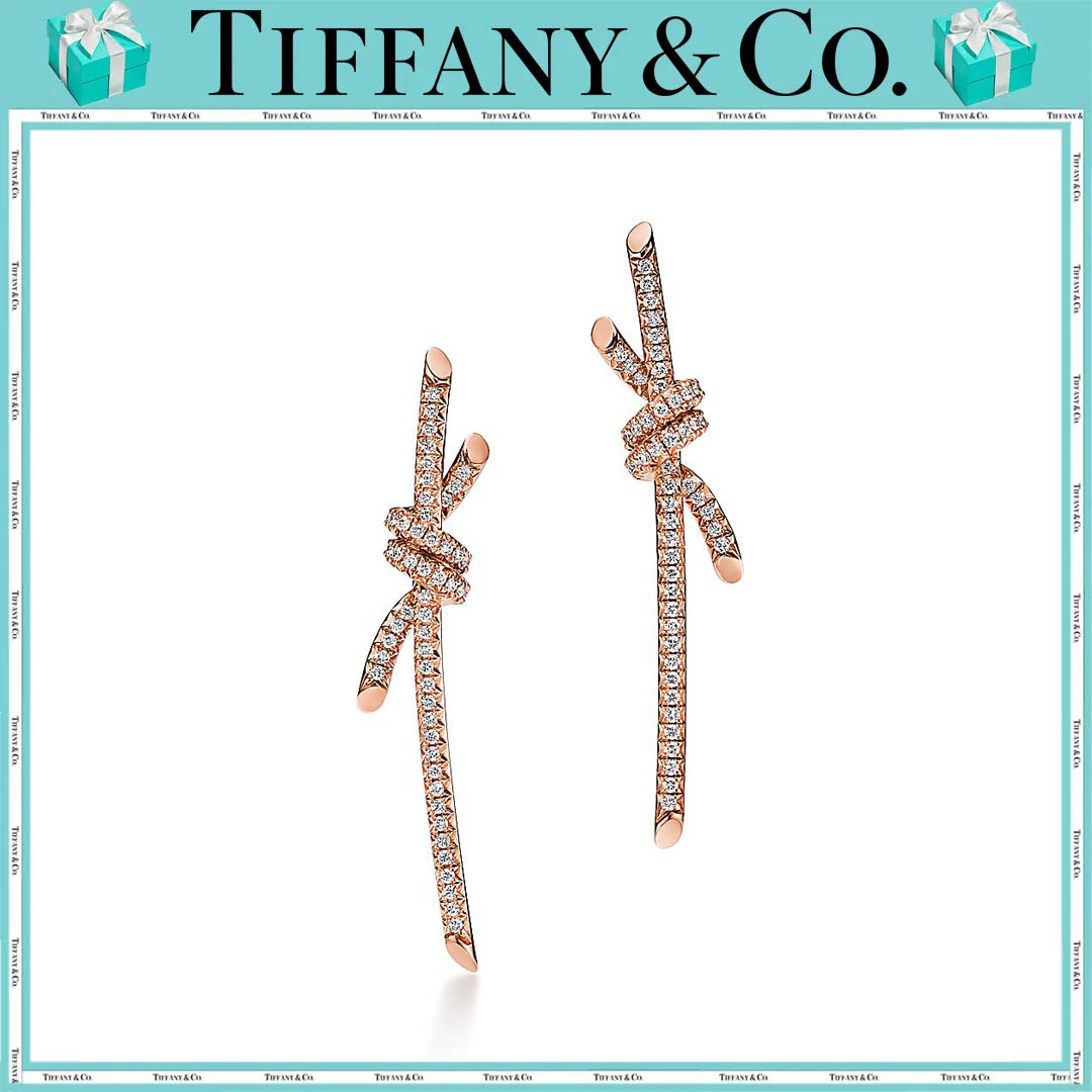 ティファニー/Tiffany ノット ドロップ ピアス ダイヤモンド ローズゴールド