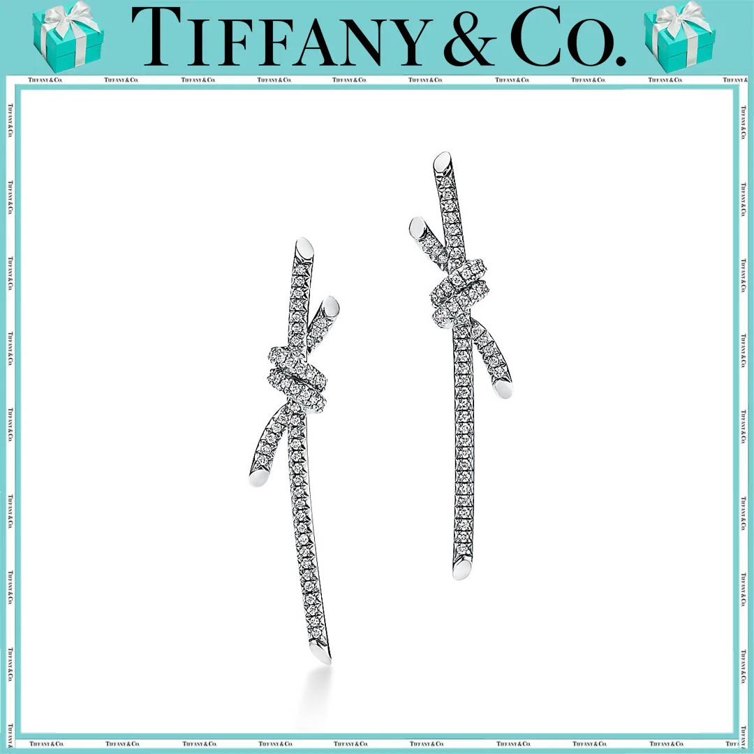 ティファニー/Tiffany ノット ドロップ ピアス ダイヤモンド ホワイトゴールド