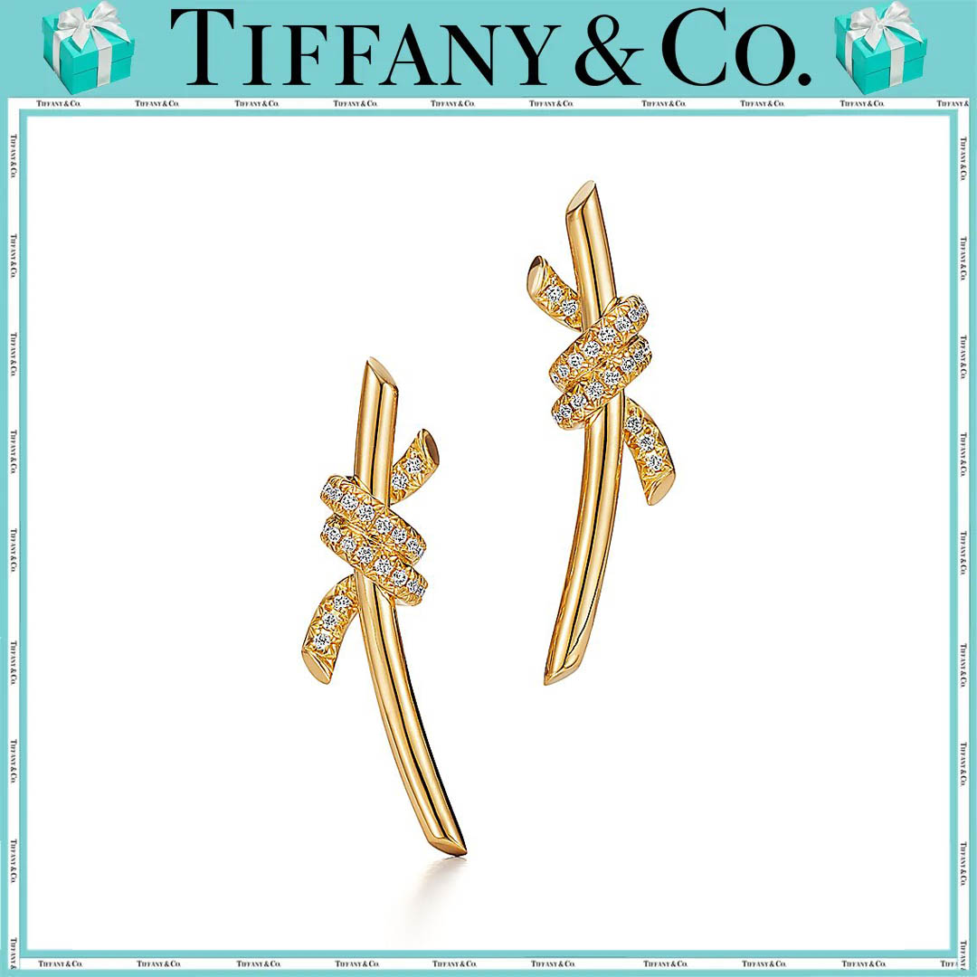 ティファニー/Tiffany ノット ピアス ダイヤモンド イエローゴールド