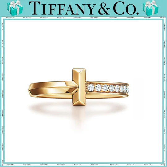 【国内発送/直営店】人気♪ T ワン リング，にダイヤモンドをセッティング、2.5mm 指輪