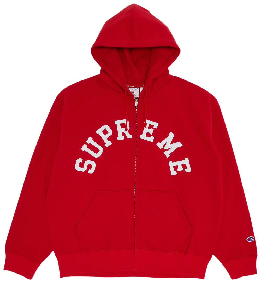 Supreme x Champion Zip Up Hooded Sweatshirt 'Red'