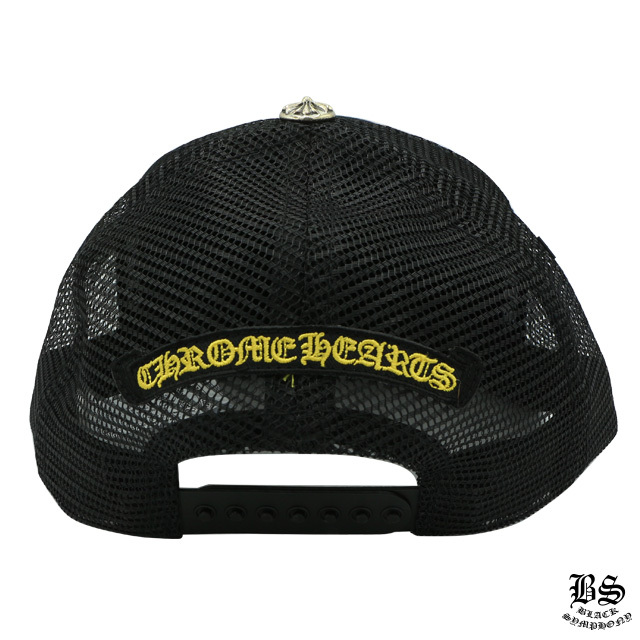 クロムハーツ ファブリックフロント トラッカーキャップ ブラック ツイル ハリウッド CHプラス（帽子）