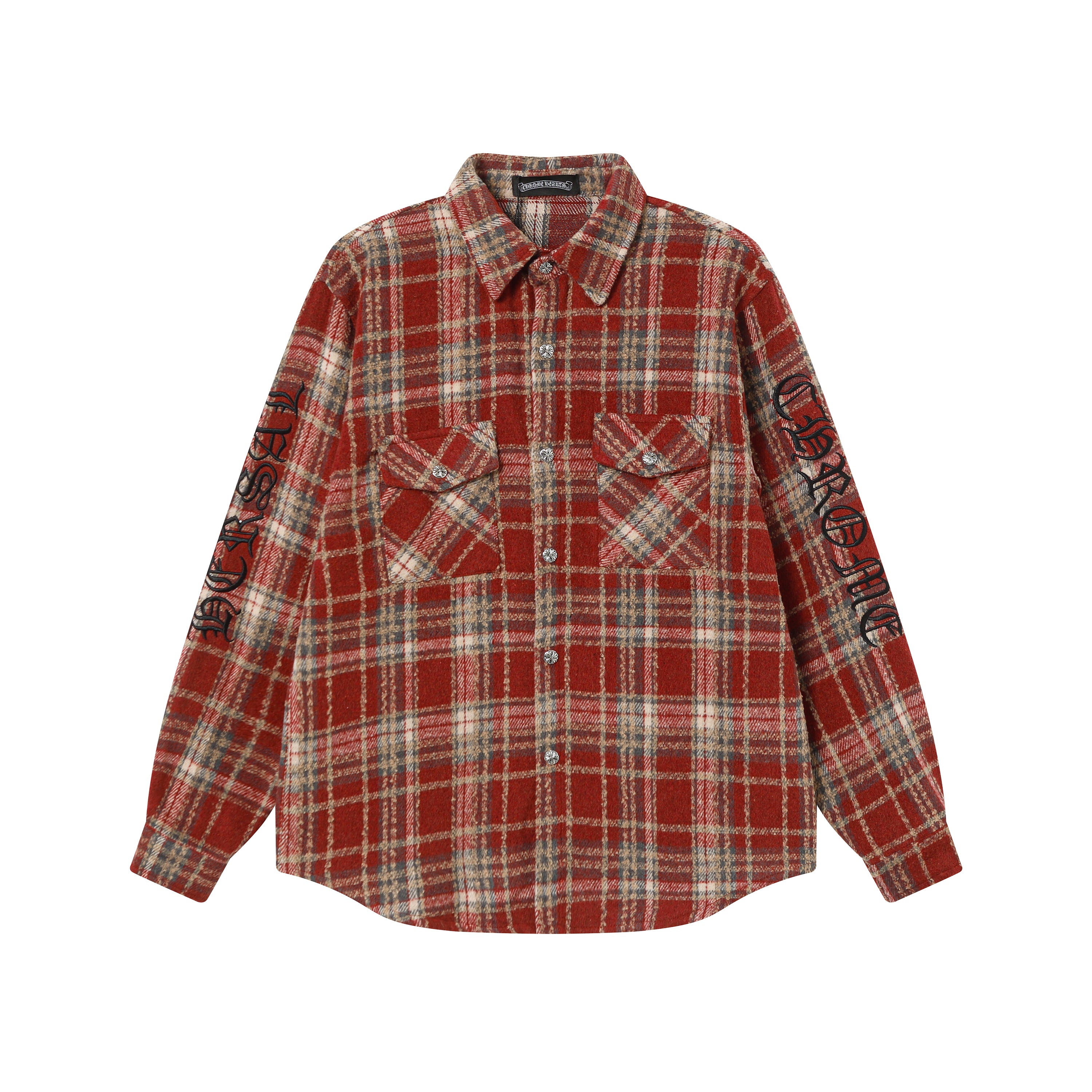 【Chrome Hearts】クロムハーツ 刺繍レザークロスディテール フランネルシャツ Tシャツ