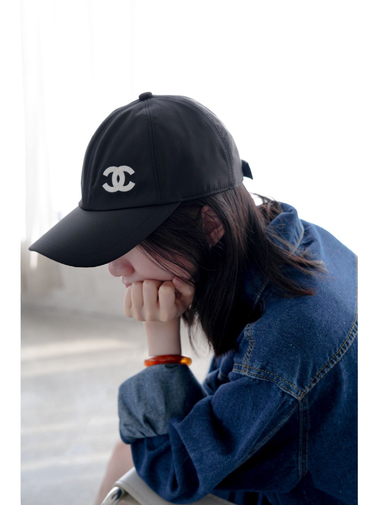 シャネル（Chanel）クラシック ダブルCロゴ ブラック ベースボールキャップ