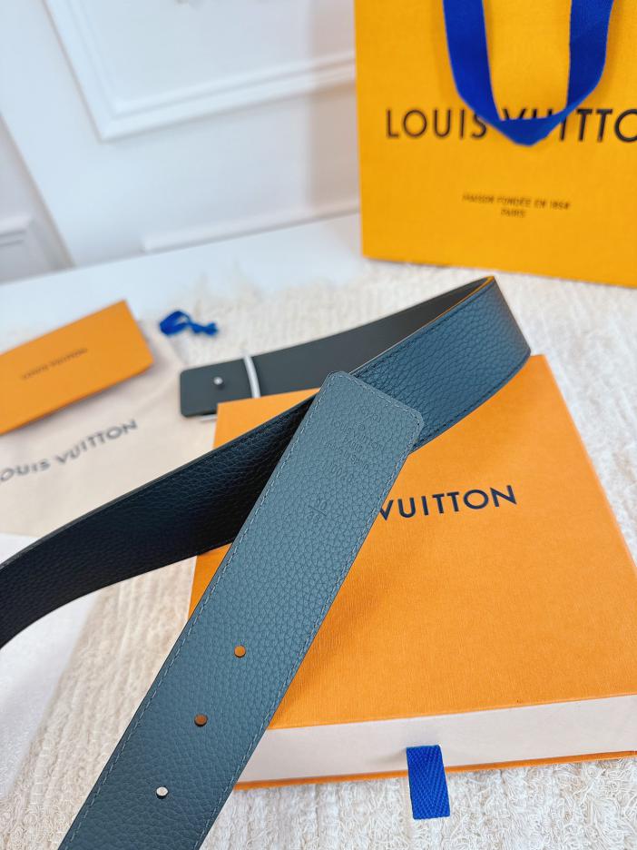 LOUIS VUITTON/ルイ・ヴィトン 4.0cm幅 ブラック＆グレー リシュリュー レザーベルト