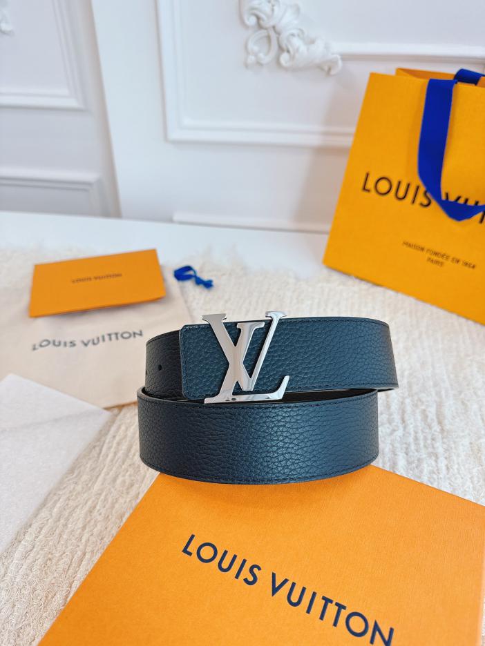 LOUIS VUITTON/ルイ・ヴィトン 4.0cm幅 ブラック＆グレー リシュリュー レザーベルト