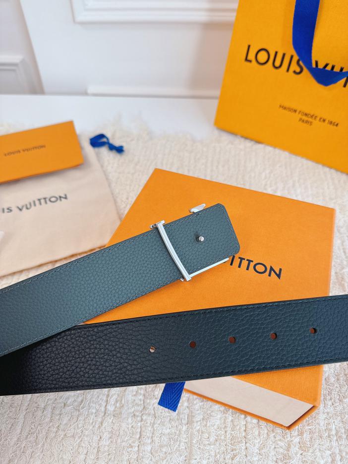 LOUIS VUITTON/ルイ・ヴィトン 4.0cm幅 ブラック＆グレー リシュリュー レザーベルト