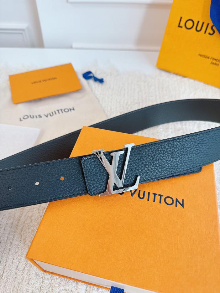 LOUIS VUITTON/ルイ・ヴィトン 4.0cm幅 ブラック＆グレー リシュリュー レザーベルト