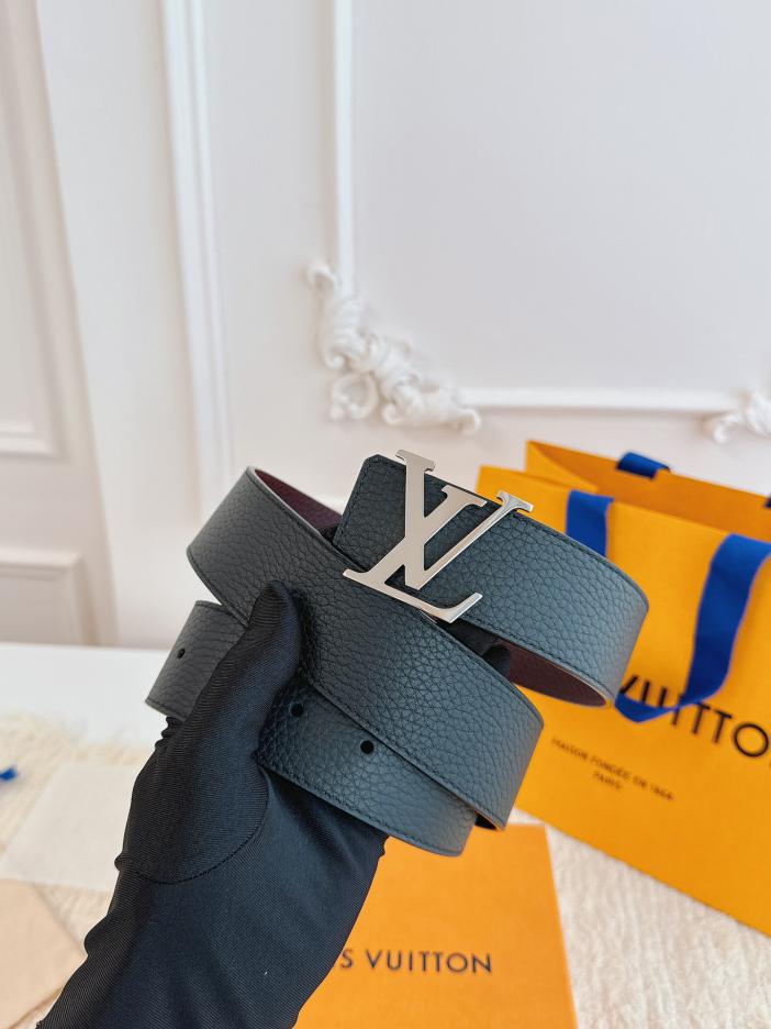 LOUIS VUITTON/ルイ・ヴィトン 4.0cm幅 ブラック/ボルドー リシュリューレザー ベルト