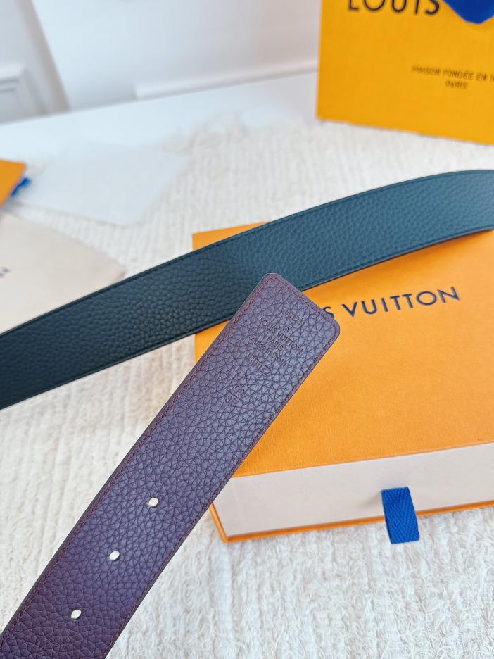 LOUIS VUITTON/ルイ・ヴィトン 4.0cm幅 ブラック/ボルドー リシュリューレザー ベルト