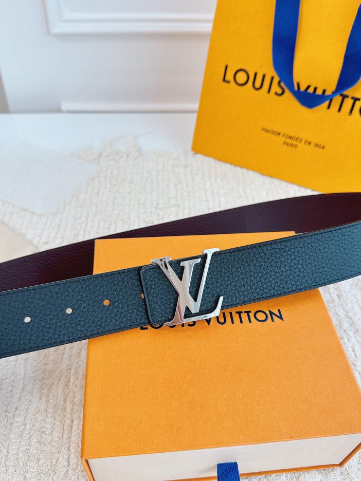 LOUIS VUITTON/ルイ・ヴィトン 4.0cm幅 ブラック/ボルドー リシュリューレザー ベルト