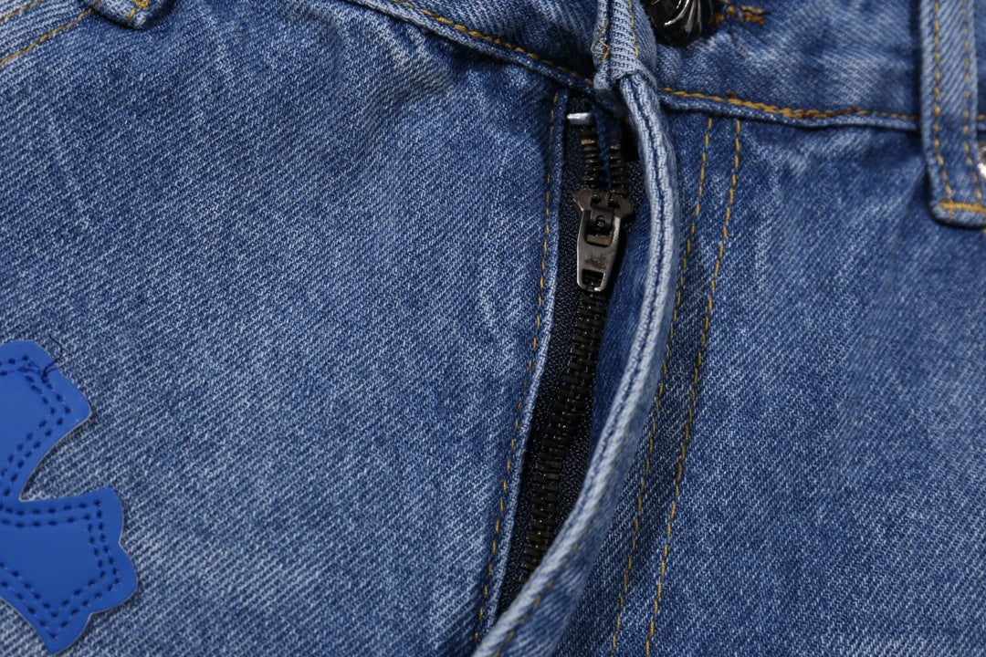 【Chrome Hearts】クロムハーツ 激レア ブルークロスパッチ スプレーペイントジーンズ