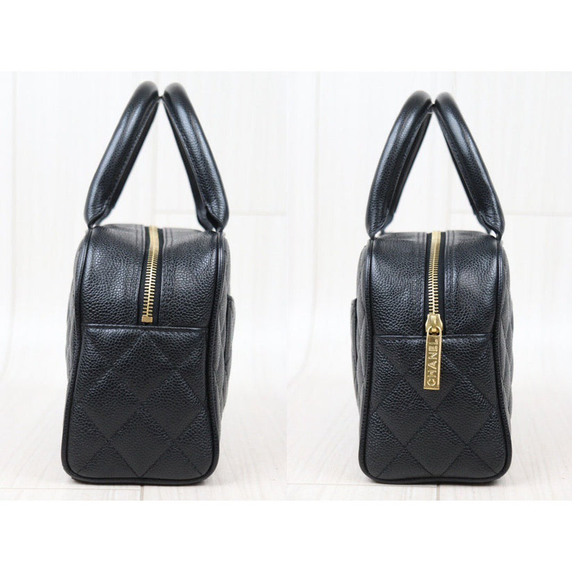 CHANEL シャネル ミニボストンバッグ  キャビアスキン 　ピンク ブラック