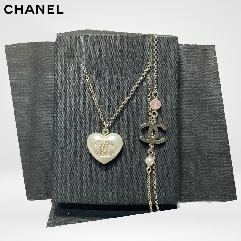 CHANEL シャネル ハートパールネックレス　ホワイト