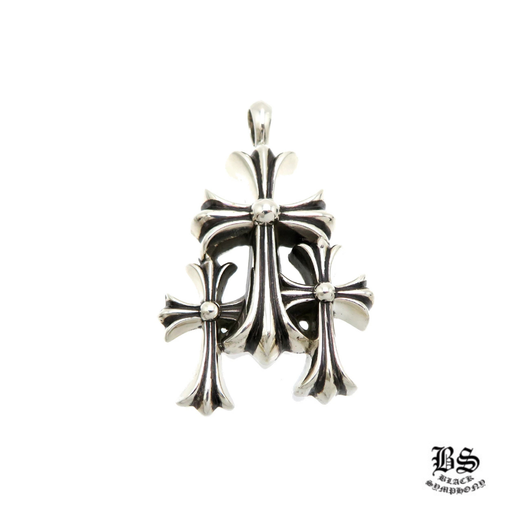 【CHROME HEARTS/クロムハーツ】クロムハーツ SV925 トリプル CH クロス メンズ ペンダントトップ シルバー925