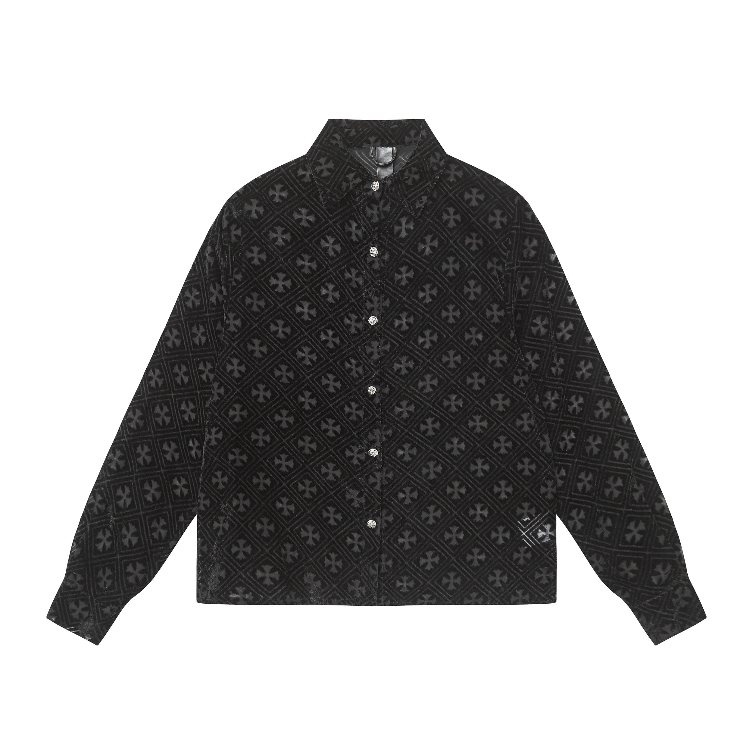 【Chrome Hearts】クロムハーツ クロス ブラックベルベット Tシャツ