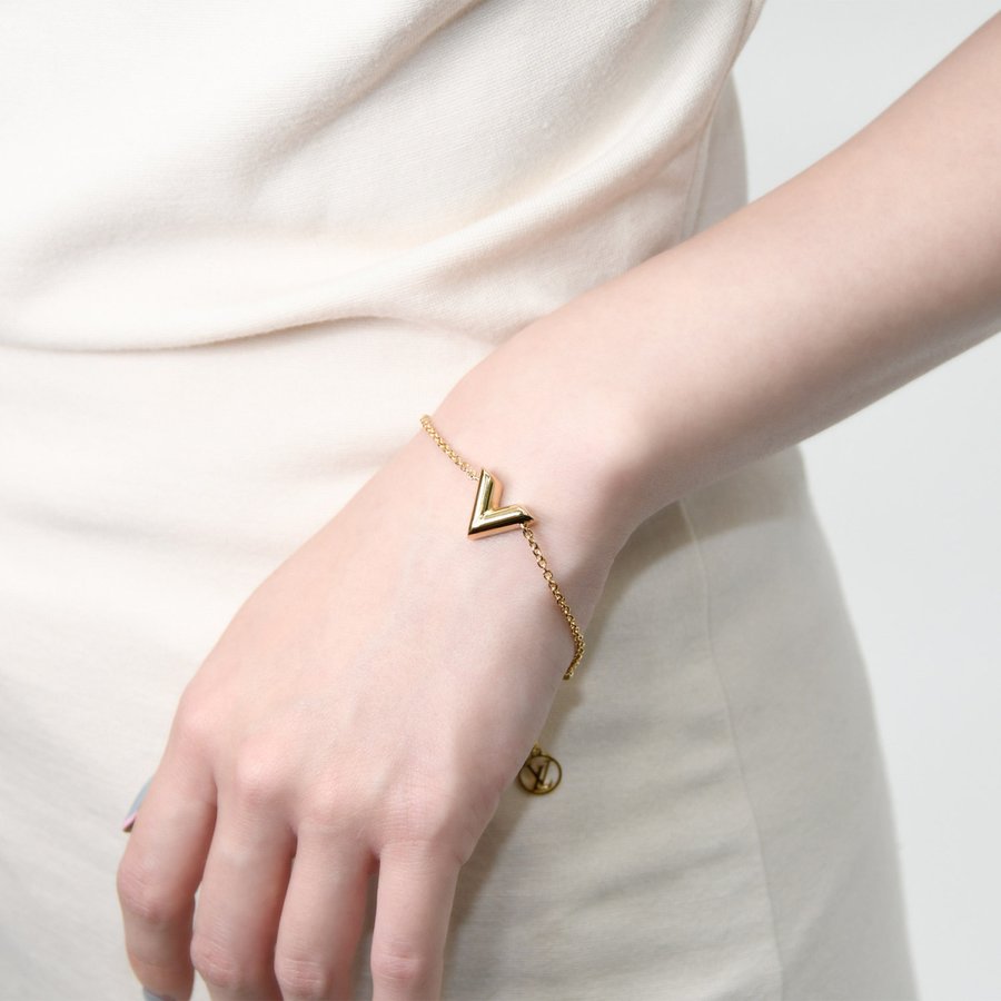 【国内発送/直営店】ルイヴィトン M61084 ブレスレット アクセサリー LV ブレスレット・エセンシャルV ゴールド 専用箱付き