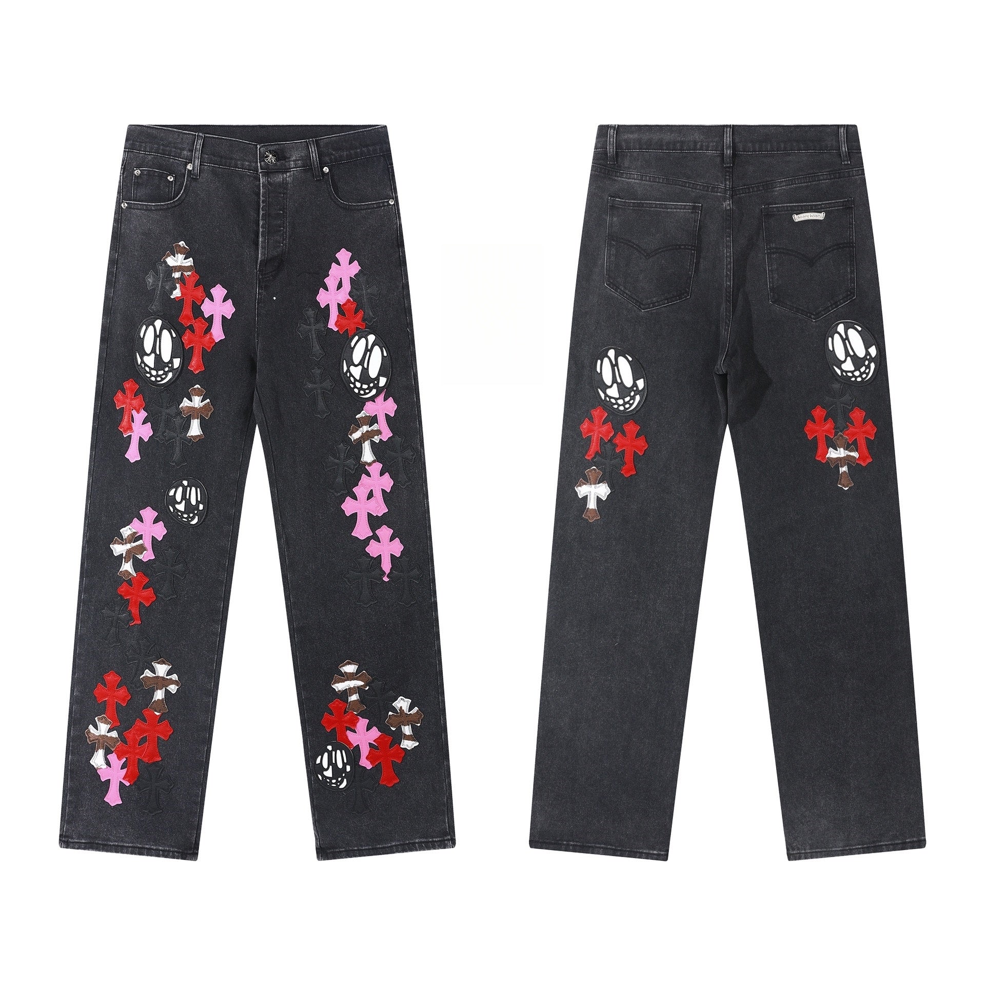 【Chrome Hearts】クロムハーツ カラークロスハッチ付きグレージーンズ