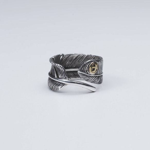 goros (ゴローズ) シルバー925 フェザーリング 銀 シルバーリング ネイティブ 太め メンズ ごつい 羽根 指輪 フリーサイズ