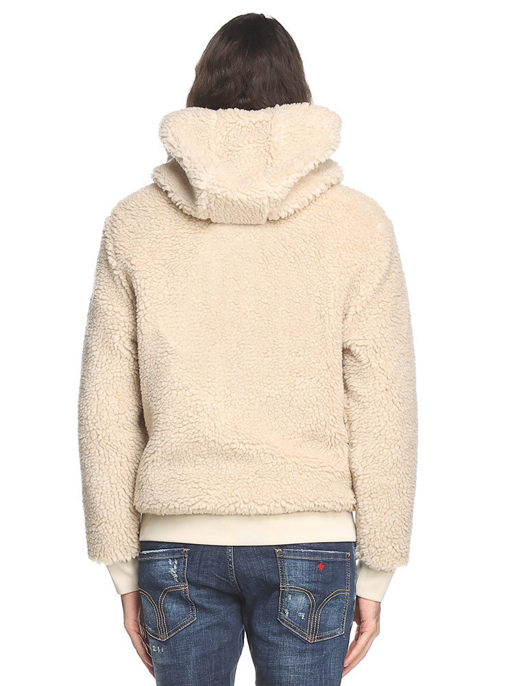 モンクレール パーカー MONCLER メンズ ボアパーカー アウター テディフリース ロゴ 刺繍 フルジップ 黒 クロ ベージュ ブランド ブルゾン フード レギュラーフィット 大きいサイズ あり MC8G0002389A5V