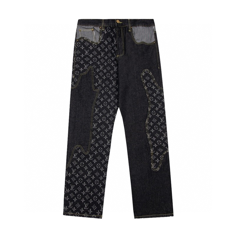 LOUIS VUITTON  構造スプライシングとフラワープリントを施したNIGO2共同ブランドのデニムズボンM-2XL